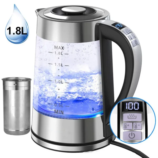 Intelligent Thermostatic Glass Electric Kettle 1.8L Household Boilng Water Multifunction 220V Automatic Power Off Insulation - Image 2