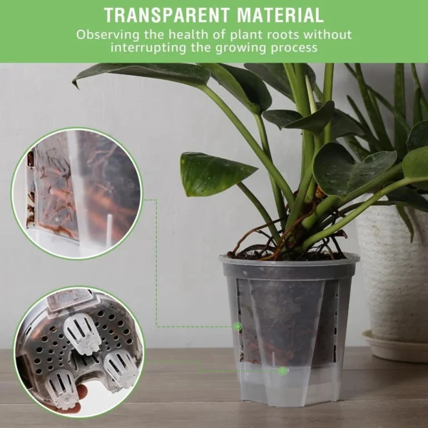 6 Inch Transparent Plastic Garden Pots Self Watering Planters 5 Pack With Deep Reservior - Image 5