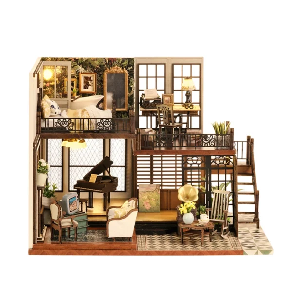 DIY Miniature Dollhouse Diorama Toys Kids Wooden Miniatures House Battery Powered Handmade Miniature Dollhouse Kit Birthday Gift - Image 2