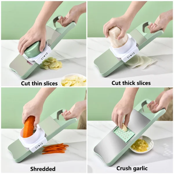 Kitchen 6 In 1 Stainless Steel Multifunctional Safe Manual Vegetable Slicer Cutter Potato Shredders Garlic Carrot Grater Chopper - Image 2