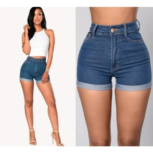 Curled Denim Shorts Hot Pants Biker Shorts Women Booty Shorts Shorts women 2024 New European and American Clothing