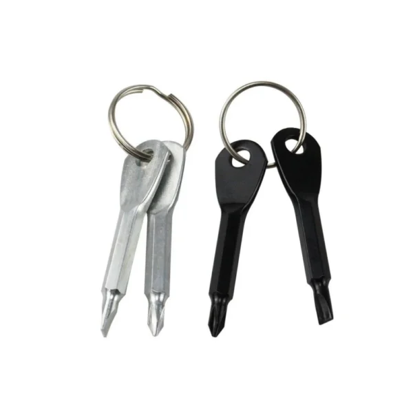 1Set/2Pcs Portable Multifunction Key Chain Screwdriver Mini Key Shape Travel Kits Outdoor EDC Screwdriver Tool with Key Ring - Image 3