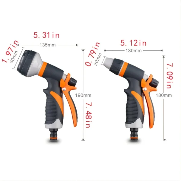 Portable High-Pressure Spray Gun, 8 Modes, Irrigation Port, Garden Plant Irrigation, Gardening Tools。 - Image 2