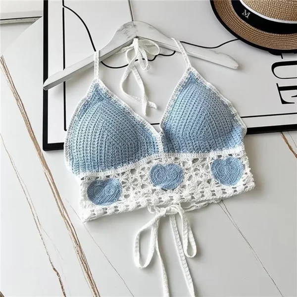 Fashion Holiday Knitted Tassel Tanks And Camis Bohemia Patchwork Sexy Off Shoulder Bustier Summer Women Clothes Droshipping - Image 6