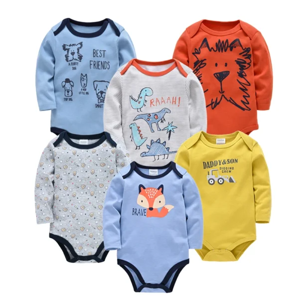 Kavkas Baby Boys Girls Bodysuit 6 PCS 3 PCS Long Sleeve 100% Cotton Baby Clothes 0-12 months Newborn body bebe Jumpsuit Clothing - Image 3