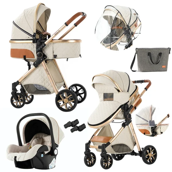 Baby stroller Baby pram Baby cars 3 in 1 stroller Lightweight strollers Newborn baby carriage 3 in 1 four wheel strollers pram - Image 4