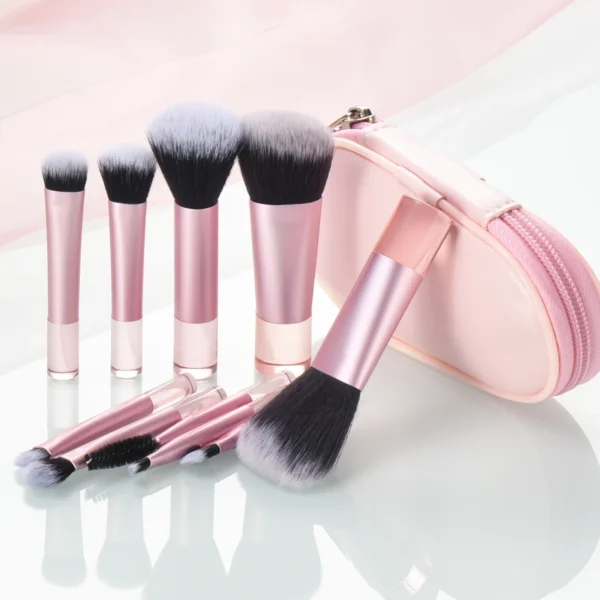 10Pcs Mini Makeup Brush Set with Bag, Versatile Soft Travel Brushes with Soft Bristles & Comfortable Grip for Beginners, - Image 4