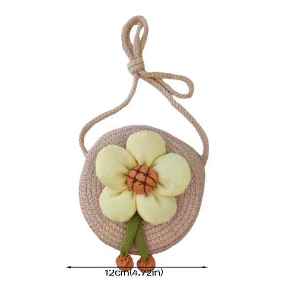 Baby Girls Straw Bag Kids Cute Flower Handmade Woven Travel Crossbody Handbag Girls Fashion Casual Bags Photograpy Props - Image 6