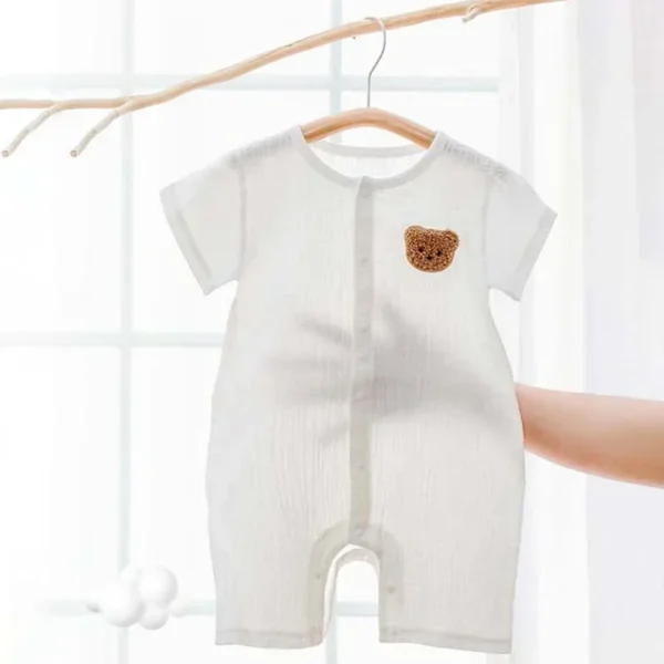 Baby Romper Muslin Short Sleeves Jumpsuit for Girls Boys Cute Bear One-Pieces Clothing Newborn Summer Thin Bodysuits - Image 3