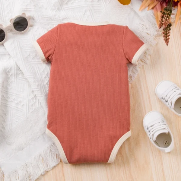 1PCS Summer Newborn Baby Girl Clothes Set Solid Color Unisex Ribbed Cotton Short Sleeve Bodysuits Baby Boy Clothes - Image 3