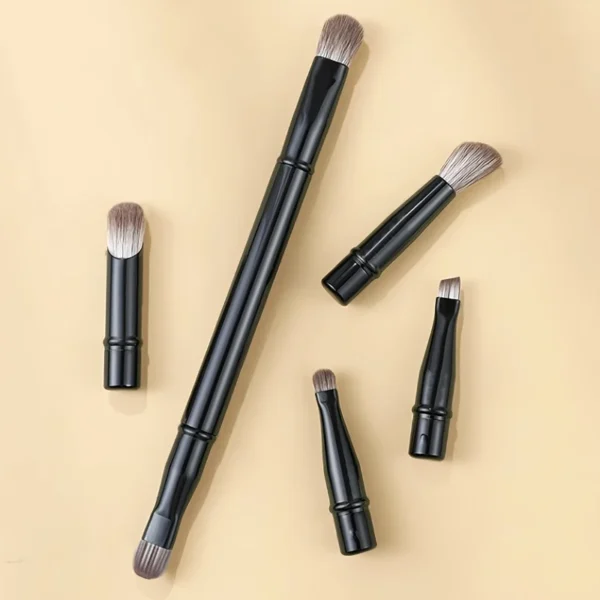 6 In 1 Mini Makeup Brushes Set Cosmetic Set Soft Hair Short Rod Replaceable Brush Head Eye Shadow Concealer Travel Complete Kit - Image 5