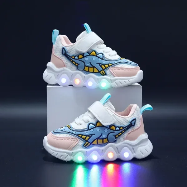 Zapatillas LED Kid Cartoon Dinosaur Boy Casual Sneaker Boy Kid Shoe Girl Mesh Breathable Shoe Baby Illuminated Shoe Tennis Shoes - Image 3