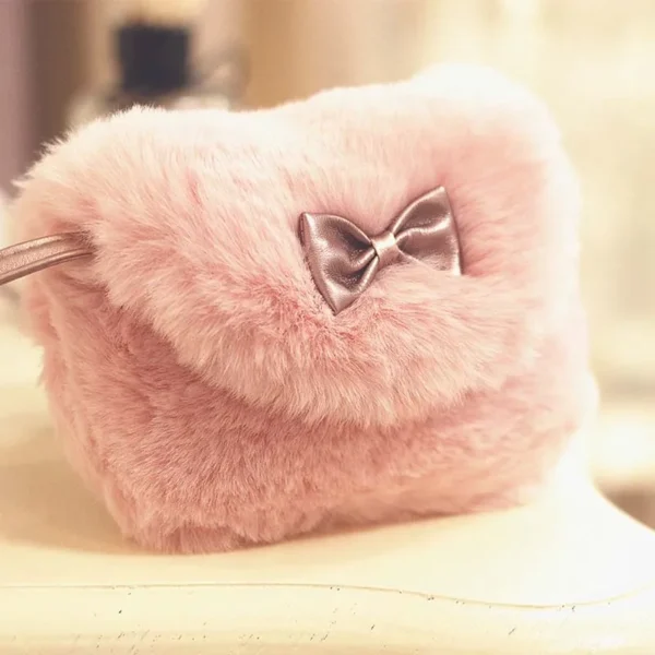 Korean Winter Baby Girl Bags Faux Fur Cute Bow Kids Princess Crossbody Bags Outdoor Travel Girl Messenger Bags Kids Shoulder Bag - Image 6