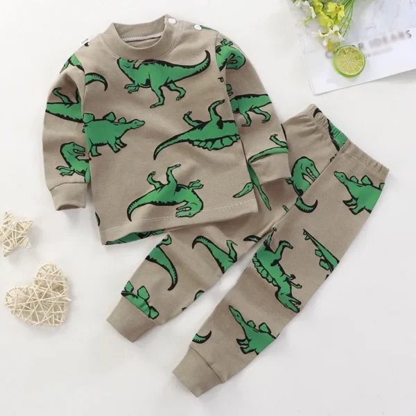 Children's Clothing Sets Cartoon Dinosaur Boy Sleepwear Long Sleeved Cotton Pajamas Kids Pyjama Set Cozy Nightwear Loungewear